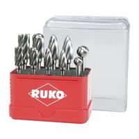 RUKO Hardmetalen freesstiftenset HM in mini-box, cilinderschacht, met kruisvertanding, rechtssnijdend, 10-delig