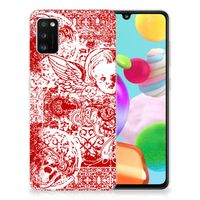 Silicone Back Case Samsung Galaxy A41 Angel Skull Rood - thumbnail