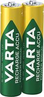 Varta accu, NiMH Longlife, Micro (AAA/HR03) 800 mAh, 1,2 volt, 2 stuks