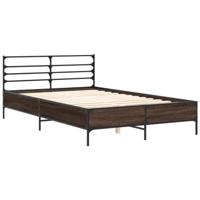 vidaXL Bedframe bewerkt hout metaal bruin eikenkleur 140x190 cm, bed, bed ombouw, twijfelaar, bedbodem, slaapkamermeubel, boxspring, 2 persoonsbed
