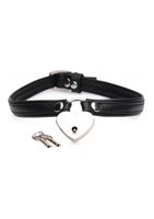 Heart Lock Choker with Keys - Leather - Black - thumbnail