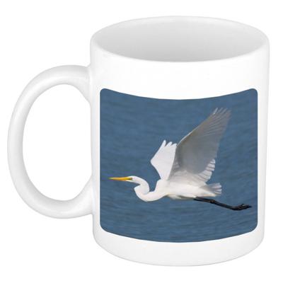 Foto mok grote zilverreiger mok / beker 300 ml - Cadeau vogels liefhebber - feest mokken Foto mok grote zilverreiger mok / beker 300 ml - Cadeau vogels liefhebber - feest mokken