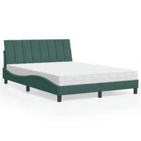 vidaXL Bed met matras fluweel donkergroen 140x190 cm