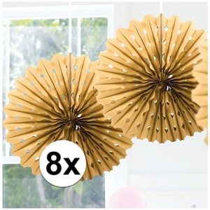 8x Honeycomb waaiers goud 45 cm   -