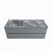 MONDIAZ VICA-DLUX 130cm badmeubel onderkast Plata 4 lades. Inbouw wastafel CLOUD links 1 kraangat, kleur Lava.