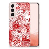 Silicone Back Case Samsung Galaxy S22 Angel Skull Rood