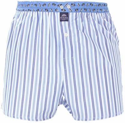 McAlson Boxershort Blauw Strepen Blauwe Band Met Lange Pijpen Los Model