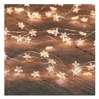 2x Zilveren sterren kerstverlichting met timer warm wit 1 meter   - - thumbnail