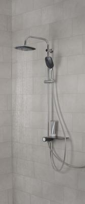 Schutte Aquastar douchesysteem met planchet chroom/antraciet Schutte Aquastar douchesysteem met planchet chroom/antraciet