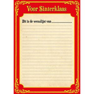 18x Sinterklaasviering bedrijven / scholen  inkleurbare verlanglijsten van papier   -