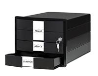 HAN Ladenbox IMPULS 2.0 afsluitbaar met 3 gesloten laden voor DIN A4/C4 incl. labels, documentenbox, bodem met uittrekblokkering, meubelvriendelijke rubberen voetjes, 1018-13, zwart