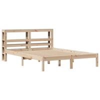 vidaXL Bedframe met hoofdbord massief grenenhout 160x200 cm, bed, slaapkamermeubel, houten bed, tweepersoonsbed, houten bedframe, bedbodem