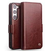 Samsung Galaxy S23 5G Qialino Classic Wallet Leren Hoesje - Donkerbruin - thumbnail