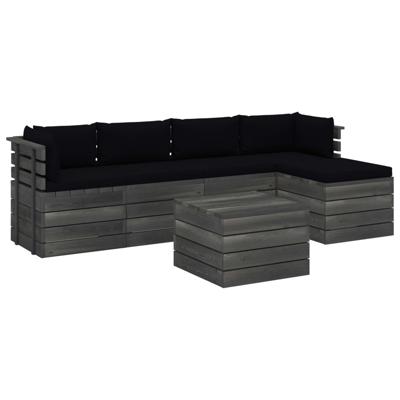 vidaXL 6-delige Loungeset met kussens pallet massief grenenhout vidaXL 6-delige Loungeset met kussens pallet massief grenenhout