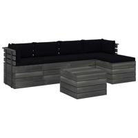 vidaXL 6-delige Loungeset met kussens pallet massief grenenhout