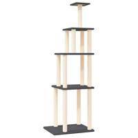 vidaXL Kattenmeubel met sisal krabpalen 183 cm donkergrijs, kattenpaal, kattenboom, kattenkrabpaal, kattenhuis, kattenmeubel, kattenpalen