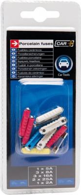 Car Plus autozekeringenset torpedo + glas 25 mm 10 delig Car Plus autozekeringenset torpedo + glas 25 mm 10 delig