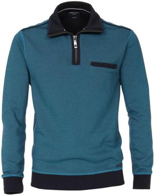 Casa Moda Trui Petrol Blauw Borstzak Rits Comfort Fit Casa Moda Trui Petrol Blauw Borstzak Rits Comfort Fit