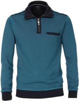 Casa Moda Trui Petrol Blauw Borstzak Rits Comfort Fit
