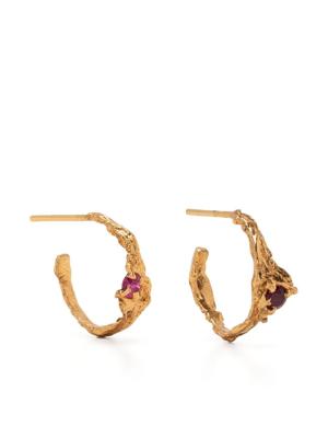 LOVENESS LEE boucles d'oreilles plaquées or serties de rubis