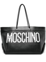 Moschino logo-print interwoven leather tote bag - Noir - thumbnail