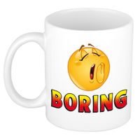 Boring cadeau mok / beker wit met smiley - cadeau collega