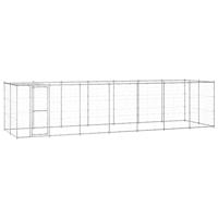 vidaXL Hondenkennel met dak 16,94 m² gegalvaniseerd staal, kennel, hondenhok, hondenhuis, kennels, hondenhokken, hondenhuizen, hondenverblijf