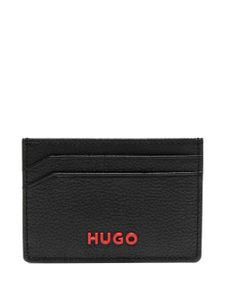 HUGO porte-cartes en cuir à plaque logo - Noir