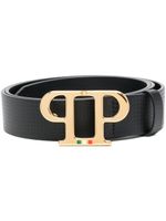 Philipp Plein ceinture en cuir à plaque logo - Noir