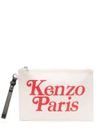 Kenzo pochette en coton à logo imprimé - Blanc