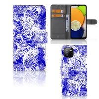 Telefoonhoesje met Naam Samsung Galaxy A03 Angel Skull Blauw