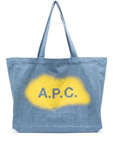 A.P.C. sac cabas en coton à logo imprimé - Bleu