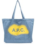 A.P.C. sac cabas en coton à logo imprimé - Bleu - thumbnail