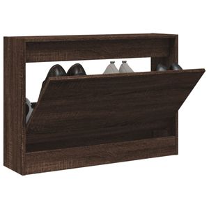 Schoenenkast 80x21x57 cm bewerkt hout bruineikenkleurig