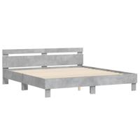 vidaXL Bedframe met hoofdeinde bewerkt hout betongrijs 180x200 cm, bed, bed ombouw, twijfelaar bed, bedbodem, slaapkamermeubel, 2 persoonsbed