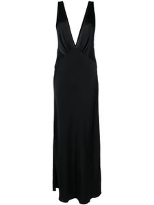 Saint Laurent robe longue à col v - Noir