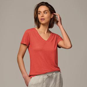 Bamigo Casual T-shirt V-neck Women Cayenne