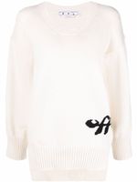 Off-White pull à logo en maille intarsia - Blanc