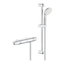 Doucheset Grohe Grohtherm 1000 New Comfortset Opbouw Rond Glans Chroom Hartafstand 12cm Thermostaatkraan Glijstang 60cm Handdouche 2 Standen