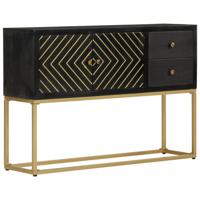 Dressoir 110x30x75 cm massief mangohout zwart en goud - thumbnail