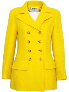 CHANEL Pre-Owned veste en fil bouclé à boutonnière croisée (1996-1997) - Jaune