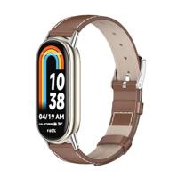 By Qubix - Echt leren bandje - Bruin - Compatible met Xiaomi Smart Band 8 & 9 - Compatible Xiaomi bandje