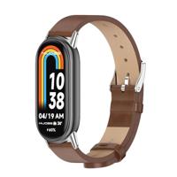 By Qubix - PU leren bandje - Bruin - Compatible met Xiaomi Smart Band 8 & 9 - Compatible Xiaomi bandje