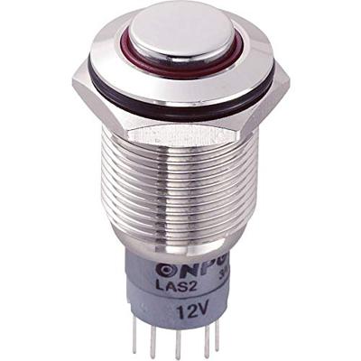 TRU Components 701909 LAS2GQH-11E/R/12V/N/P Vandalismusgeschützter Drucktaster 250 V/AC 3A 1 x Ein/