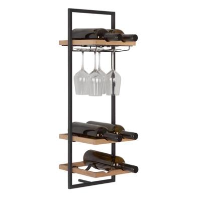 Wandplank Winemate D (6fles/4glas) | Hout  | Eikenhout | Lichtbruin Zwart