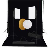 VidaXL Fotostudioset met softboxlampen, achtergrond en reflector