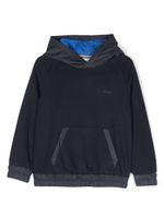 BOSS Kidswear hoodie en coton mélangé à logo brodé - Bleu