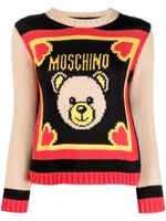 Moschino pull nervuré à logo brodé - Rouge - thumbnail