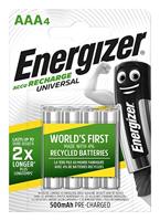 Energizer Oplaadbare batterijen AAA, Recharge universeel, 4 stuks