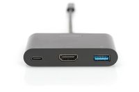 Digitus DA-70855 HDMI / USB Adapter [1x USB-C stekker - 1x HDMI-bus, USB 3.2 Gen 1 bus A (USB 3.0), USB-C bus] Zwart 15.00 cm - thumbnail